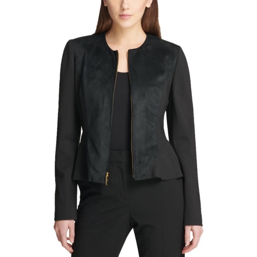NWT DKNY Faux Suede Peplum Jacket